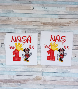 Set 5 tricouri aniversare 1 an ,Minnie Mouse