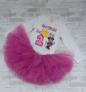 Set aniversar 1 an tutu si body Minnie Red/ Roz
