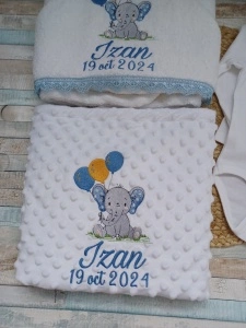 Set baita a doua zi -cadou Nou nascut-Elefantel Bleu Baloane , 3 piese