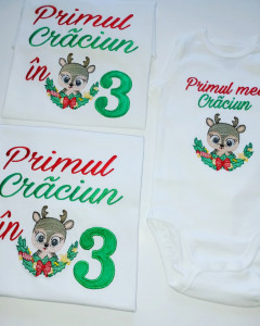 Set tricouri Primul Craciun in 3 Baby Ren