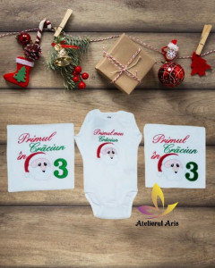 Set tricouri Primul Craciun in 3 -Mos Craciun