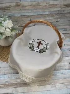 Stergar brodat pentru cos Cruce si ramuri flori