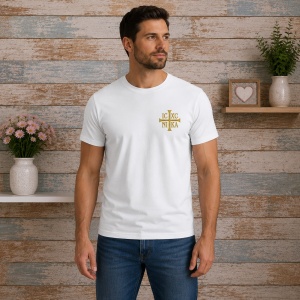 Tricou brodat cu CRUCE – IC/ XC NI /KA alb