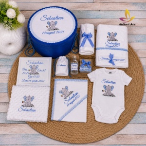 Trusou botez baiat Elefantel bleu, 12 piese