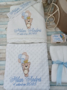 Trusou botez baiat Ursulet baloane bleu
