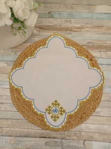 BATISTA PENTRU BISERICA - MODEL BRODAT albastru - ornament mobilier bisericesc