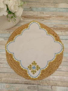 BATISTA PENTRU BISERICA - MODEL BRODAT albastru - ornament mobilier bisericesc
