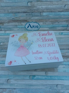 Cufar personalizat / cutie trusou din lemn pentru trusou Zanuta Pink