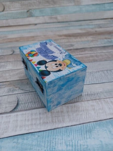 Cutie suvita botez personalizata Mickey Mouse /Albastru
