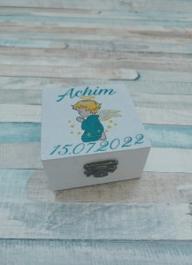 Cutiuta pentru prima suvita personalizata Ingeras Turcoaz