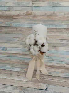 Lumanare botez Flori bumbac -Unicat