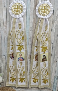 Paterite brodate Iisus Hristos si Maica Domnului 85cm