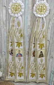 Paterite brodate Iisus Hristos si Maica Domnului 85cm
