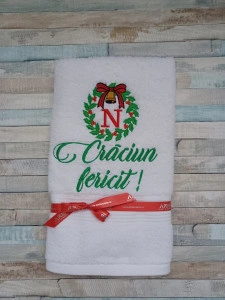 Prosop Cadou Craciun -Monograma,dimensiune 70x140 cm