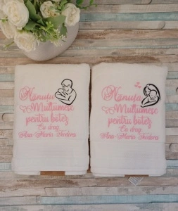 Set 2 prosoape personalizate Nanuta si Nanutu-Cadou nasi botez