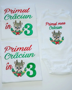 Set tricouri Primul Craciun in 3 Baby Ren