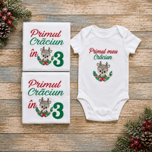 Set tricouri Primul Craciun in 3 Baby Ren