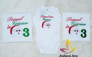 Set tricouri Primul Craciun in 3 -Mos Craciun