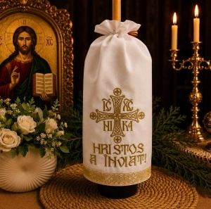 Stergar pentru lumanarea de Invierea Domnului HRISTOS A INVIAT 45x45 cm auriu