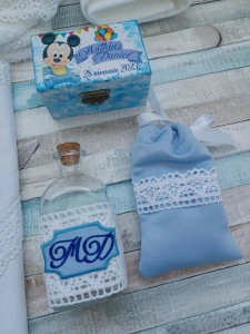 Trusou botez Mickey Mouse Baby /Albastru ,9 piese