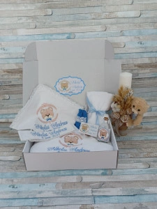 Trusou botez personalizat Ursulet Bleu 8/9piese