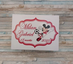 Cufar personalizat / cutie trusou din lemn pentru trusou Mikey Fotbal