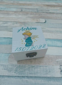 Cutiuta pentru prima suvita personalizata Ingeras Turcoaz
