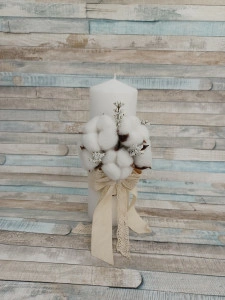 Lumanare botez Flori bumbac -Unicat