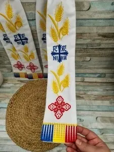 Paterite brodate Iisus Hristos si Maica Domnului Tricolor Drapel Romania