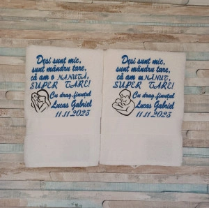 Set 2 prosoape 70x140 cm Cadou nasi de botez