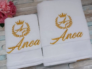 Set 2 prosoape personalizate Monograma Anca
