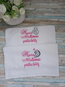 Set 2 prosoape personalizate Nana si Nanu-Cadou nasi botez