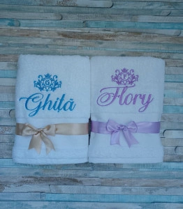 Set 2 prosoape personalizate Nume Monograma 70x140cm