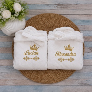 Set halate baie din bumbac ,personalizate Lucian si Alexandra