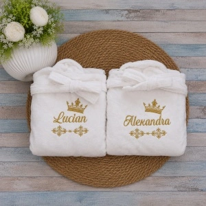 Set halate baie din bumbac ,personalizate Lucian si Alexandra