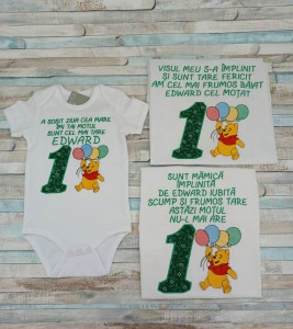 Set tricouri familie 1 an ,Winnie Verde