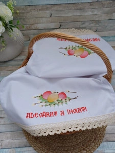Stergar brodat pentru coșul de Paște Hristos a Inviat /