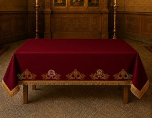 Acoperamant -Fata de masa brodata pentru biserica – 180x150 cm, bumbac, cu franjuri GRENA