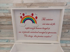 Cufar personalizat / cutie trusou din lemn pentru trusou Mikey Fotbal