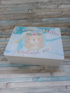 Cufar personalizat / cutie trusou din lemn pentru trusou Ursuleț fetita,dimensiune 40/30/10 cm