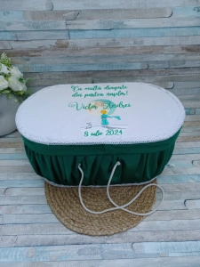 Cutie trusou botez personalizata Micul Print verde