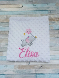 Paturica bebe personalizata Elefantel ,dimensiune 90x100cm