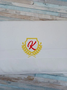 Prosop personalizat Monograma auriu/rosu