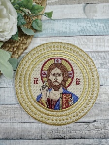 Ripida brodata pentru Sfantul Potir Mantuitorul Pantocrator