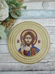 Ripida brodata pentru Sfantul Potir Mantuitorul Pantocrator