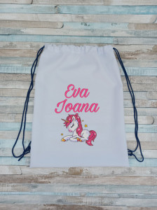 Rucsac gradinita alb personalizat Unicorn