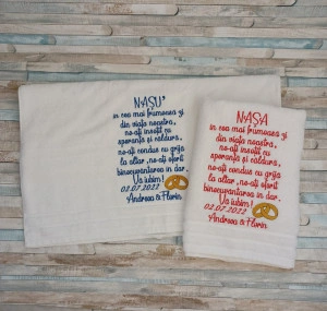 Set 2 prosoape Cadou nasi Nunta - dimensiune70x140 cm