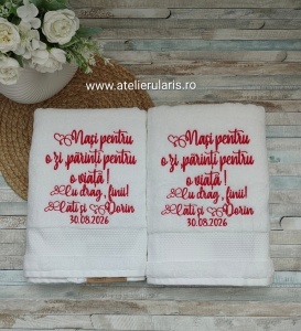 Set 2 prosoape Cadou nasi Nunta Nasi pentru o zi - dimensiune70x140 cm