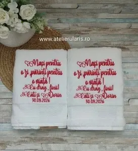 Set 2 prosoape Cadou nasi Nunta Nasi pentru o zi - dimensiune70x140 cm