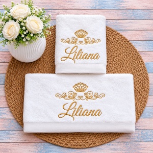 Set 2 prosoape personalizate Coroana Liliana